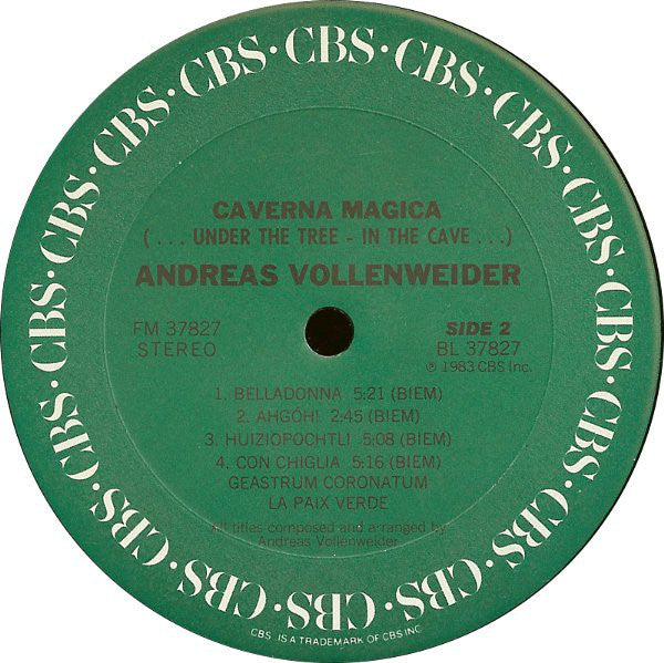 Andreas Vollenweider : Caverna Magica (...Under The Tree - In The Cave...) (LP, Album, Car)