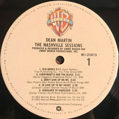 Dean Martin : The Nashville Sessions (LP, Album, Club, Car)