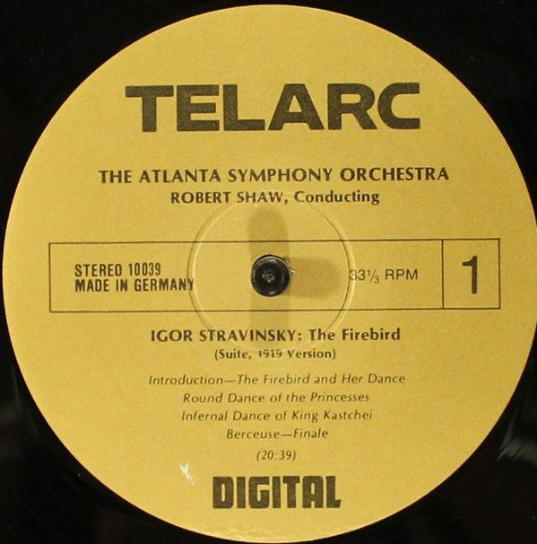 Igor Stravinsky, Alexander Borodin, Robert Shaw, Atlanta Symphony Orchestra And Atlanta Symphony Chorus : The Firebird (Suite, 1919 Version) / Overtures And Polovetsian Dances From Prince Igor (LP, Gat)