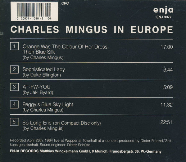 Charles Mingus : Mingus In Europe (CD, Album, Club, RE)