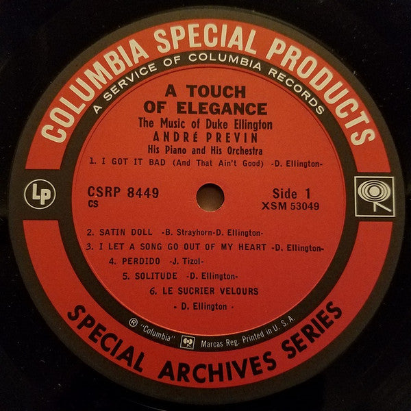 André Previn : A Touch Of Elegance: The Music Of Duke Ellington (LP, Album, RE)