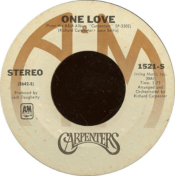 Carpenters : I Won't Last A Day Without You (7", Single, Styrene, Pit)