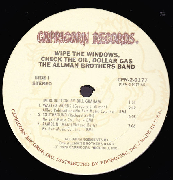 The Allman Brothers Band : Wipe The Windows, Check The Oil, Dollar Gas (2xLP, Album, RE, Ter)