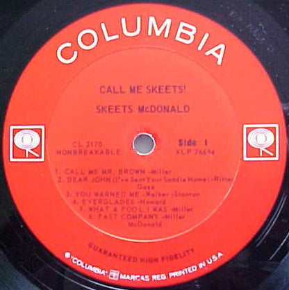 Skeets McDonald : Call Me Skeets! (LP, Mono)