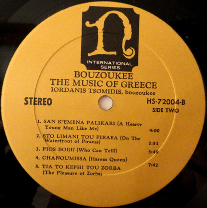 Ιορδάνης Τσομίδης : Bouzoukee - The Music Of Greece (LP, Album, RP)