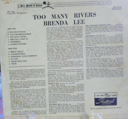 Brenda Lee : Too Many Rivers (LP, Album, Mono)