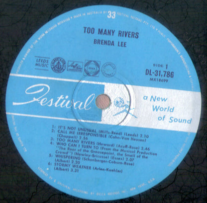 Brenda Lee : Too Many Rivers (LP, Album, Mono)