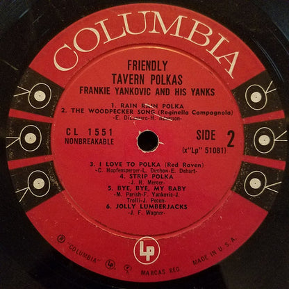Frankie Yankovic And His Yanks : Friendly Tavern Polkas (LP, Album, Mono)