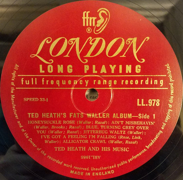 Ted Heath And His Music : The Music Of Fats Waller (LP, Album, Mono)