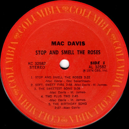 Mac Davis : Stop And Smell The Roses (LP, Album, San)