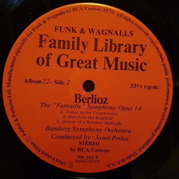 Hector Berlioz, Bamberger Symphoniker Conducted By Jonel Perlea : Album 22 Berlioz - Family Library Of Great Music - The Fantastic Symphony Opus 14  (LP, Album)