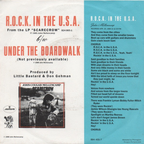 John Cougar Mellencamp : R.O.C.K. In The U.S.A. (7", Single)