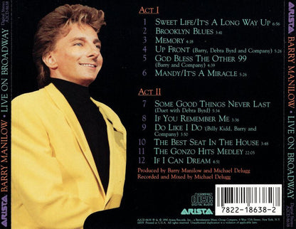 Barry Manilow : Live On Broadway (CD)