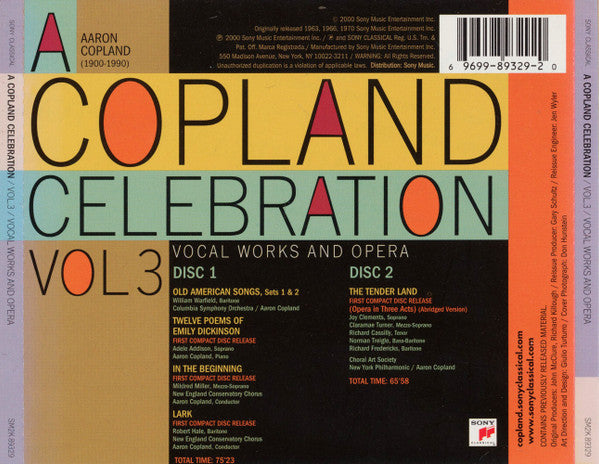 Aaron Copland : A Copland Celebration, Vol. 3: Vocal And Choral Works (2xCD, Comp)