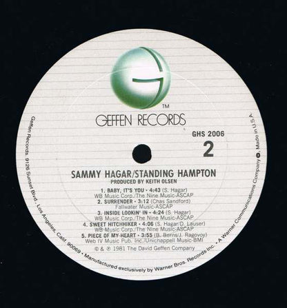 Sammy Hagar : Standing Hampton (LP, Album)