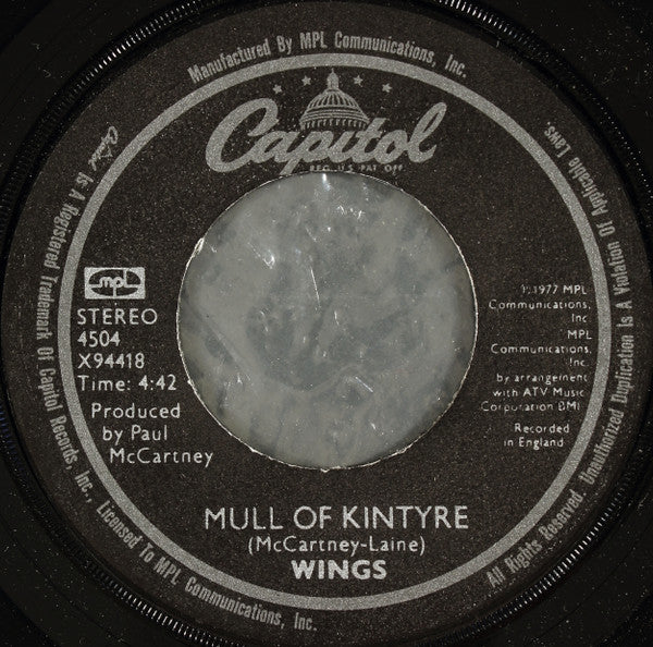 Wings (2) : Mull Of Kintyre / Girls School (7", Single, Win)