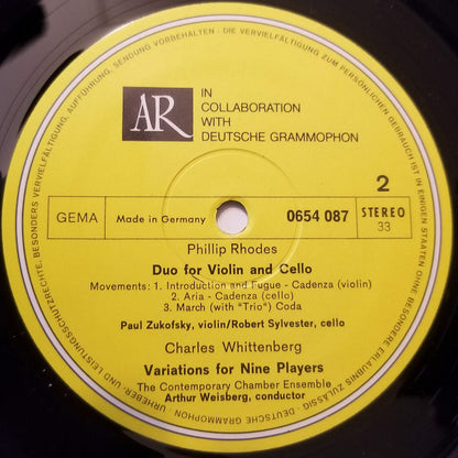 Stefan Wolpe / Phillip Rhodes (2) / Charles Whittenberg : Piece In Two Parts For Solo Violin / Form / Duo For Violin And Cello / Variations For Nine Players (LP, Album)