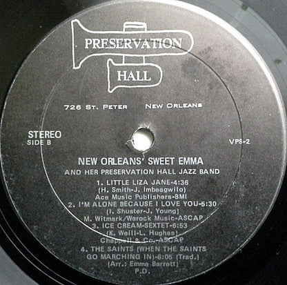 Emma Barrett And Her Preservation Hall Jazz Band : New Orleans' Sweet Emma And Her Preservation Hall Jazz Band (LP, Album, RE)