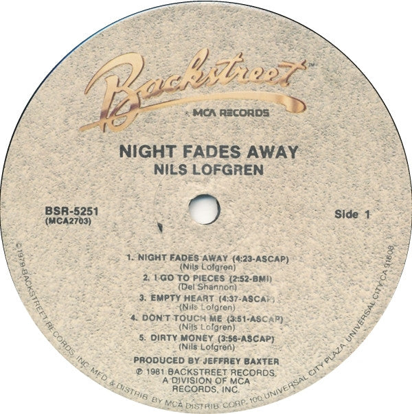 Nils Lofgren : Night Fades Away (LP, Album, Pin)