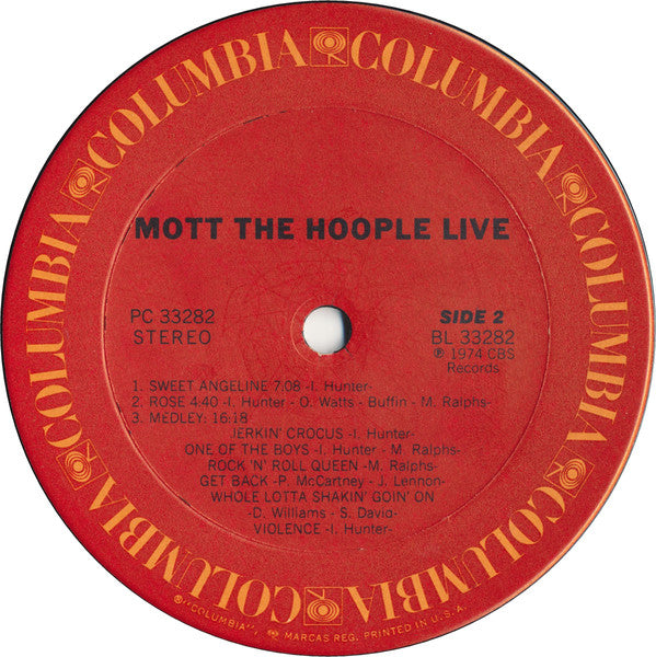 Mott The Hoople : Mott The Hoople Live (LP, Album, Ter)