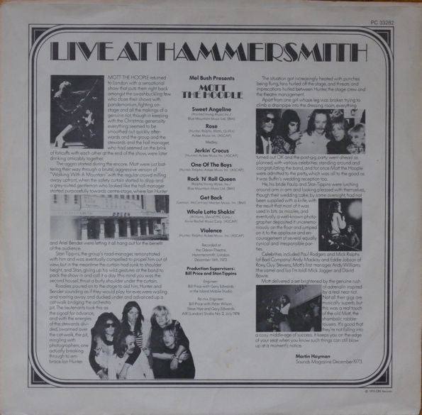 Buy Mott The Hoople : Mott The Hoople Live (LP, Album, Ter) Online