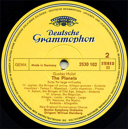 Gustav Holst - William Steinberg • Boston Symphony Orchestra : The Planets (LP, Album)