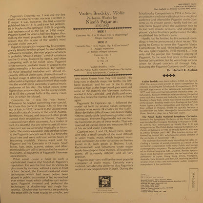 Niccolo Paganini*, Wadim Brodski*, Wielka Orkiestra Symfoniczna Polskiego Radia I Telewizji, Jerzy Salwarowski : I Koncert Skrzypcowy D-dur Op. 6, Kaprys Nr 1, Kaprys Nr 23 Op. 1  (LP, Album)