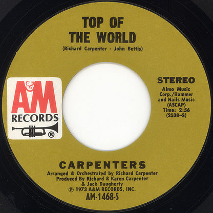Carpenters : Top Of The World / Heather (7", Single, Styrene, Pit)