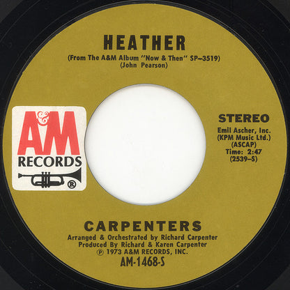 Carpenters : Top Of The World / Heather (7", Single, Styrene, Pit)