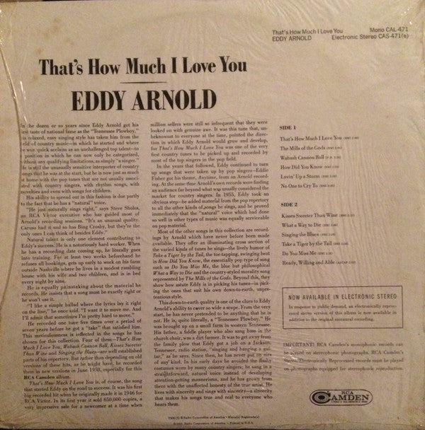 Eddy Arnold : That's How Much I Love You (LP, Album, Ind)