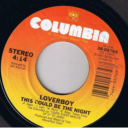 Loverboy : This Could Be The Night (7", Single, Styrene, Pit)