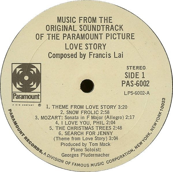 Francis Lai : Love Story - Music From The Original Soundtrack (LP, Album, She)