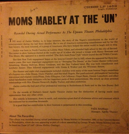 Moms Mabley : Moms Mabley At The 'UN' (LP, Album)