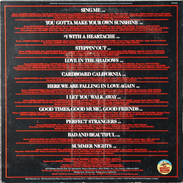 Neil Sedaka : Steppin' Out (LP, Album, Pin)