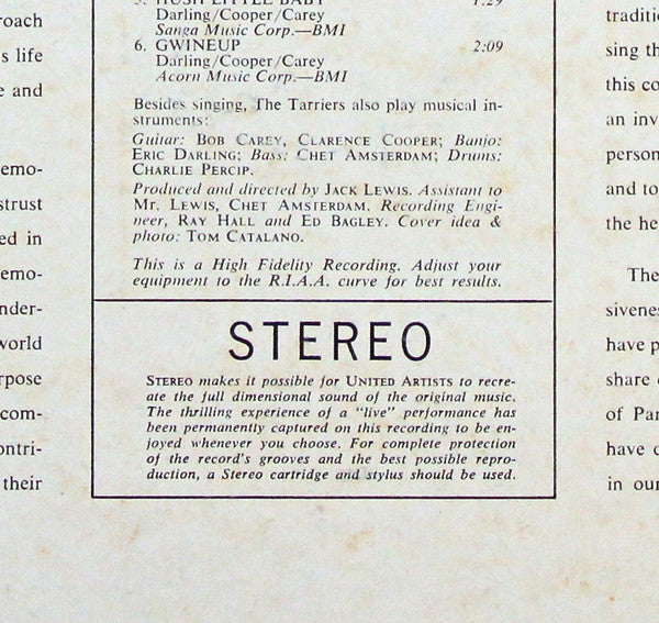 The Tarriers : Hard Travelin' (LP, Album)