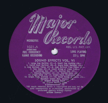 No Artist : Sound Effects Volume 6 (LP, Album, Mono, pur)
