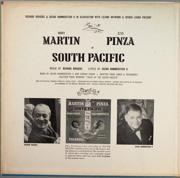 Rodgers & Hammerstein / Featuring Mary Martin, Ezio Pinza With "South Pacific" Original Broadway Cast : South Pacific (LP, Album, Mono, RE, Pit)