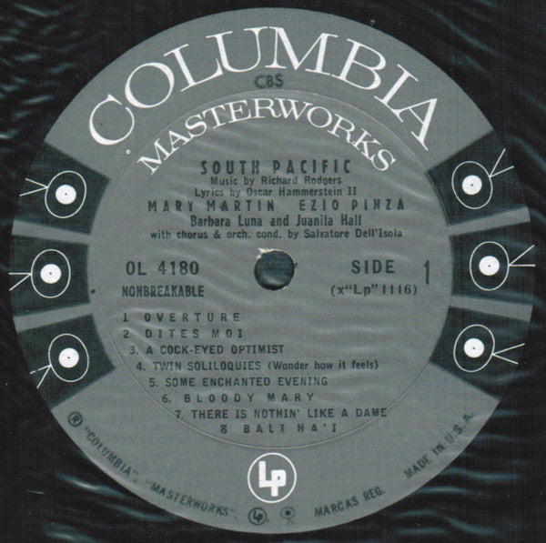 Rodgers & Hammerstein / Featuring Mary Martin, Ezio Pinza With "South Pacific" Original Broadway Cast : South Pacific (LP, Album, Mono, RE, Pit)