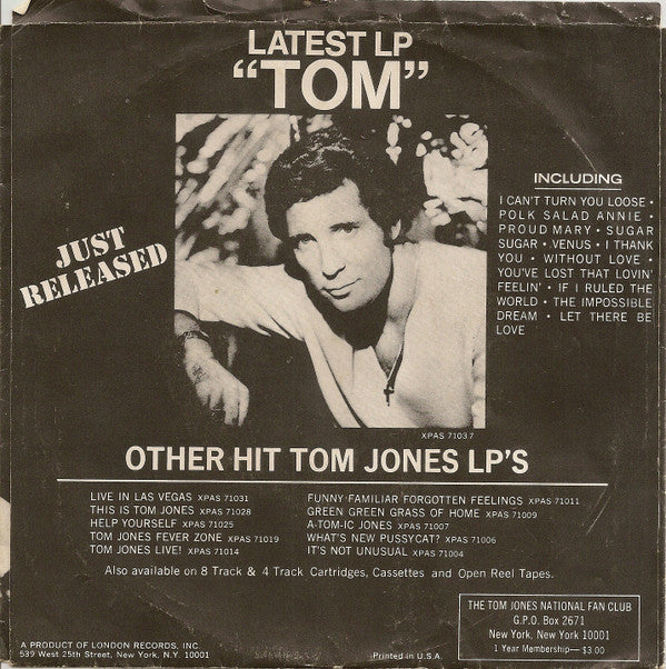 Tom Jones : Daughter Of Darkness (7", Single)