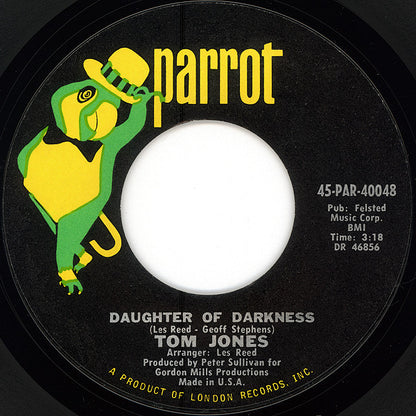 Tom Jones : Daughter Of Darkness (7", Single)