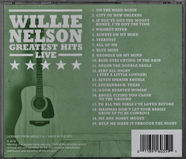 Willie Nelson : Willie Nelson Greatest Hits Live (CD, Album, Comp)