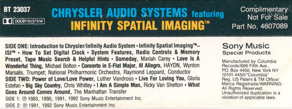 Various : Chrysler Audio Systems Featuring Infinity Spatial Imaging™ (Cass, Comp)