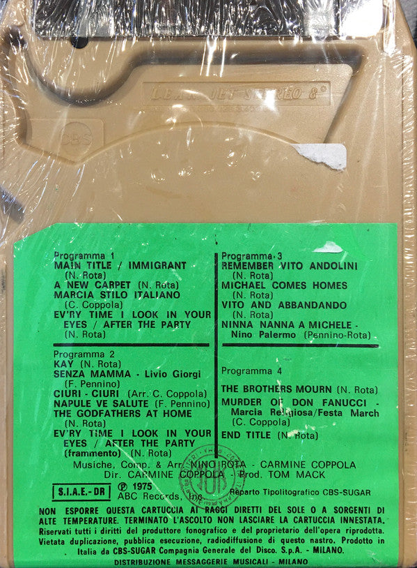 Nino Rota & Carmine Coppola : The Godfather - Part Ii. Colonna Sonora Originale Del Film "Il Padrino - Parte Ii" (8-Trk)