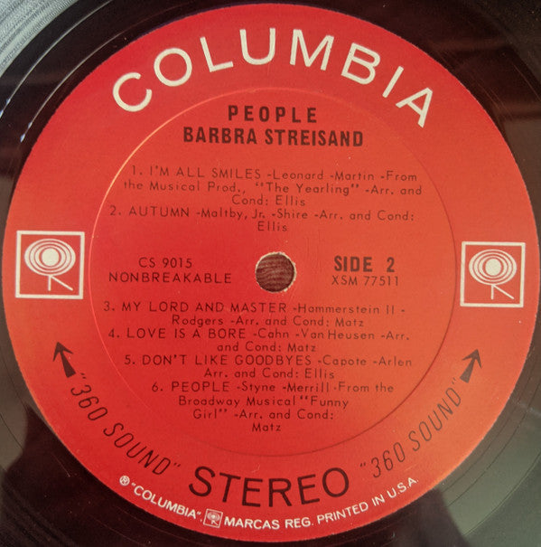 Barbra Streisand : People (LP, Album, Pit)