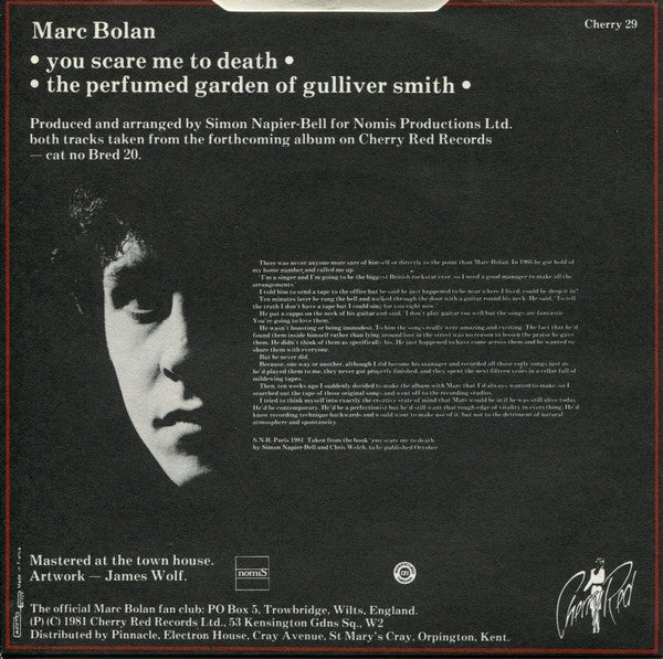 Marc Bolan : You Scare Me To Death (7", Single, Sil)
