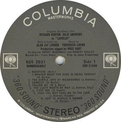 Alan Jay Lerner, Frederick Loewe / Julie Andrews, Richard Burton (2) : Camelot (Original Broadway Cast Recording) (LP, RE, Gat)