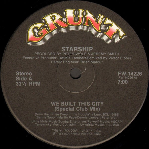 Starship (2) : We Built This City (12")