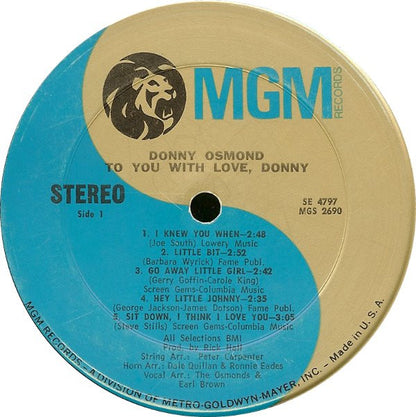 Donny Osmond : To You With Love, Donny (LP, Album)