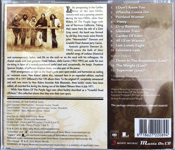 New Riders Of The Purple Sage : New Riders Of The Purple Sage (CD, Album, RE, RM)