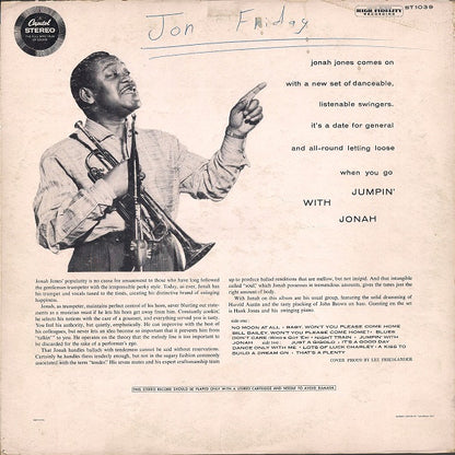 The Jonah Jones Quartet : Jumpin' With Jonah (LP, Album)